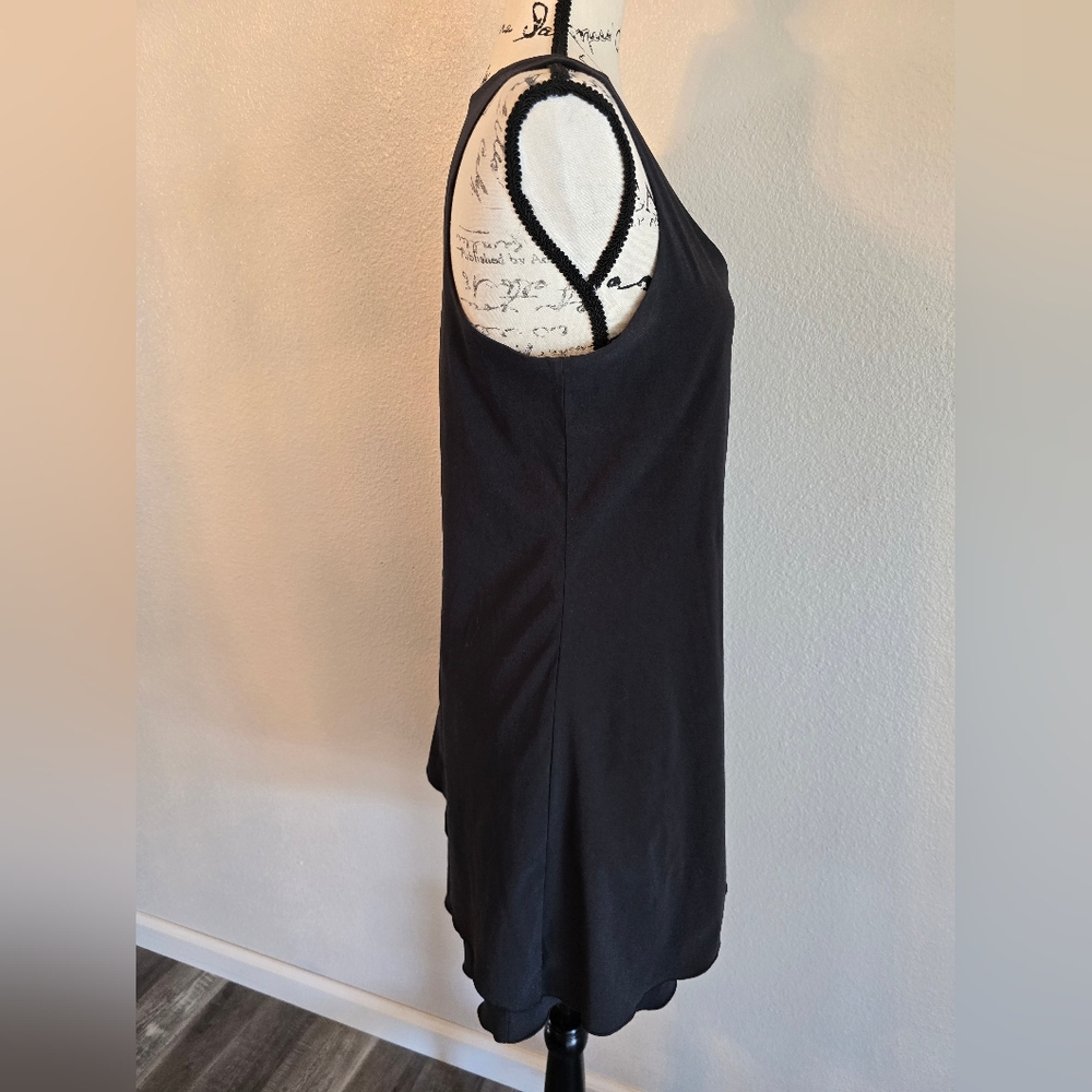 Toad & Co Mallorca Dress Black Breezy Hidden Pocket Lettuce Hem Tank Dress Small - Picture 4 of 10